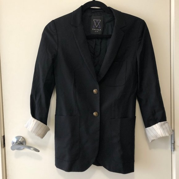 Aritzia Talula Black Oxford Blazer w Gold Buttons - Picture 5 of 11